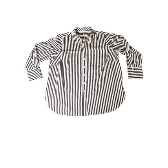 talbots size 2XP shirt button up long sleeve black white stripe career polished - Picture 1 of 6